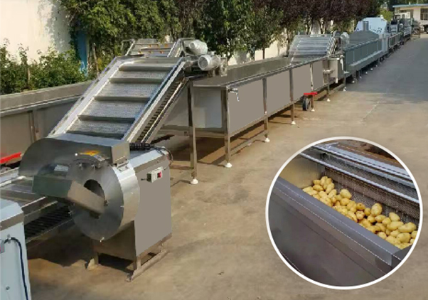 薯?xiàng)l(薯片)全自動(dòng)油炸生產(chǎn)線(xiàn)—French fries (potato chips) automatic frying production line